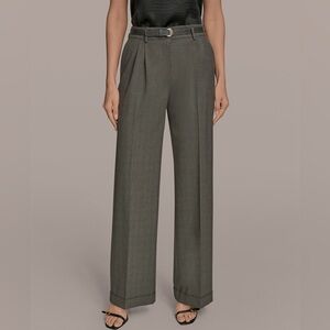 Donna Karan Women’s Women's Belted Wide-Leg Pants. Size 10. Dark Mineral. NWT